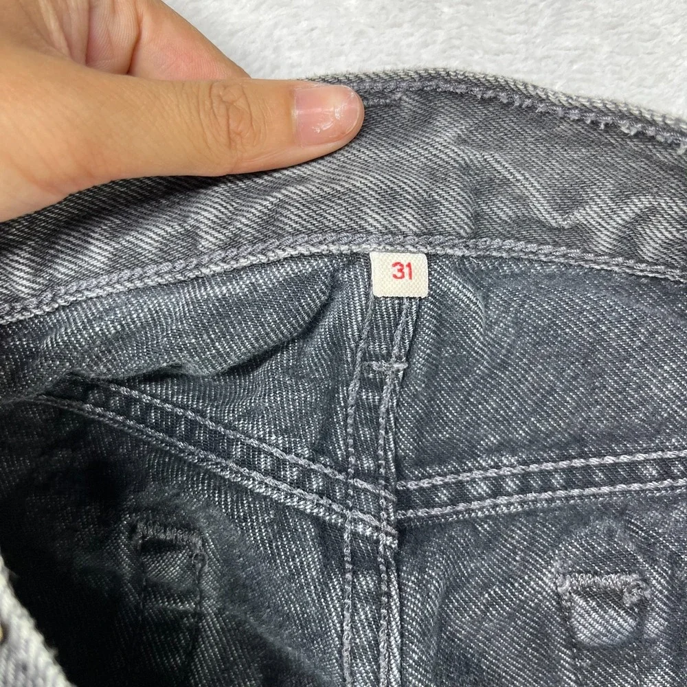 Levi's Straight Jeans Gray Denim Distressed Frayed Hem Button Fly‎ Classic 32X26